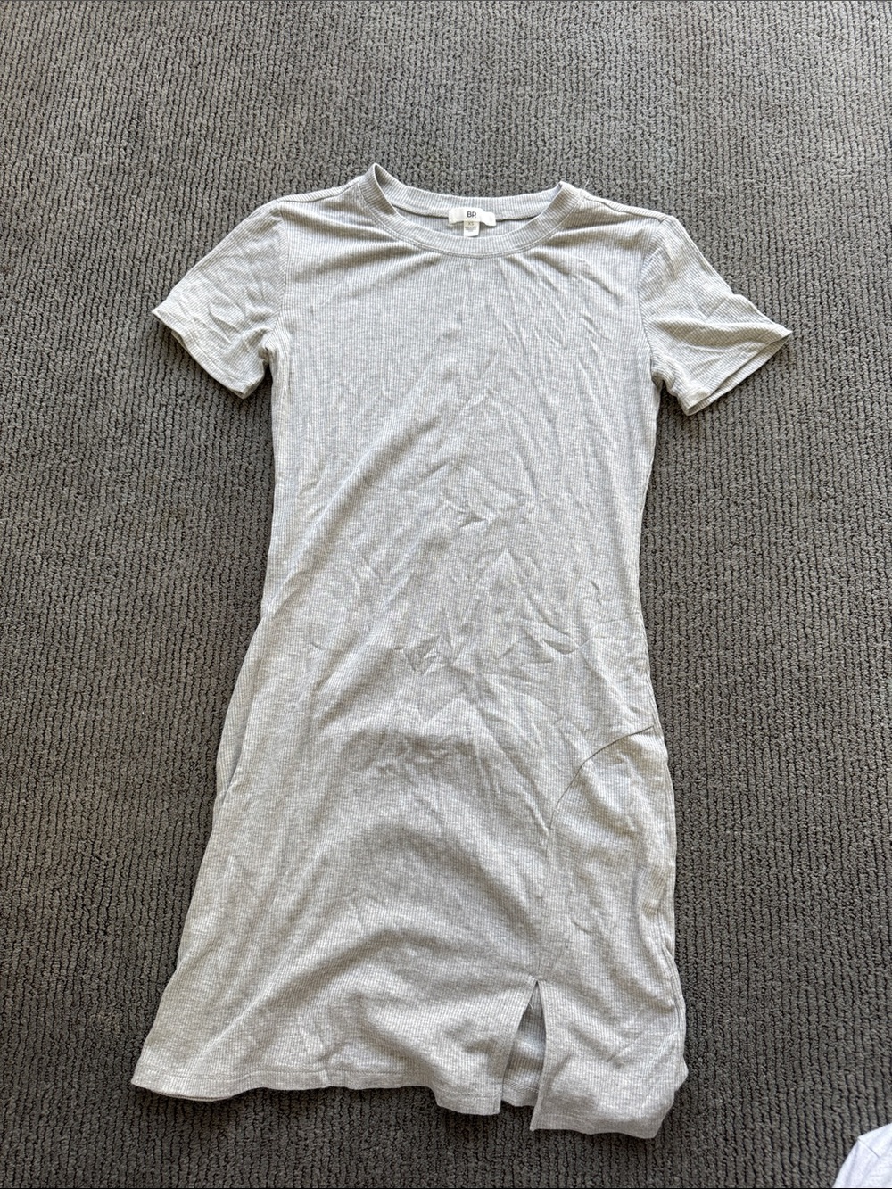 bp. Heather Gray Short Sleeve Ribbed Midi Dress